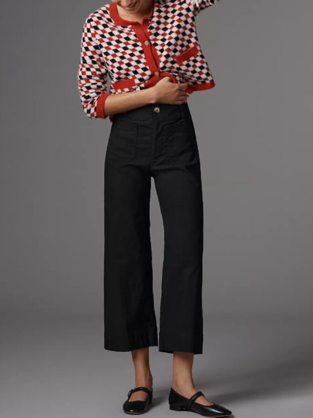 Anthropologie Maeve The Colette Black High-Rise Wide-Leg Pants in Magic Fabric